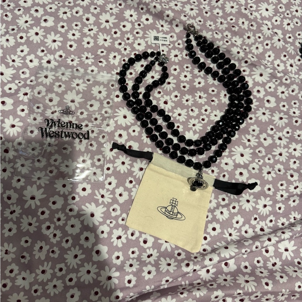 Vivienne Westwood Messaline Three Row Drop Choker